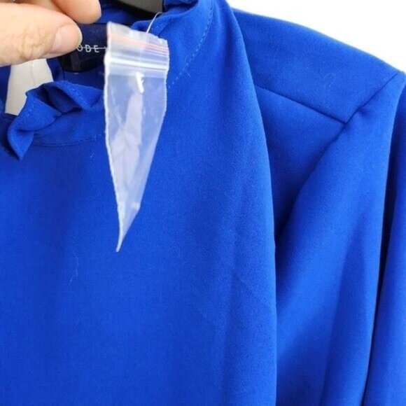 Code X Mode Nordstorm Womens Blouse Top XL Blue Ruffle Long Sleeve Feminine - Picture 6 of 10